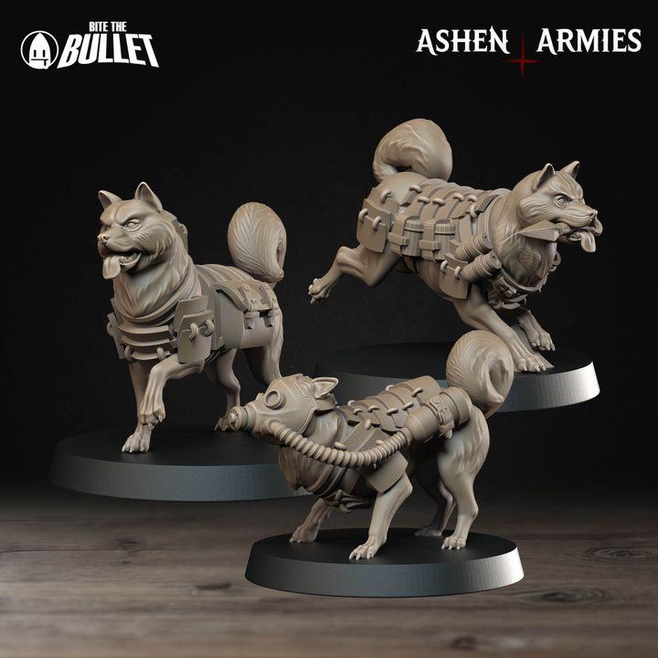 Grimdark Trench Warfare Dog Pack B –  3 Models Proxy Miniatures for Tabletop Wargaming