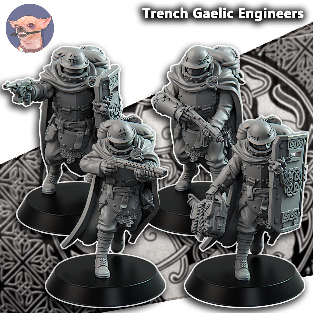 Grimdark Trench Proxy Miniature –Gaelic Engineer Trooper Force Soldier – Tabletop Figure