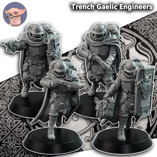 Grimdark Trench Proxy Miniature –Gaelic Engineer Trooper Force Soldier – Tabletop Figure