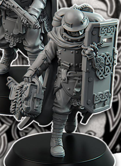 Grimdark Trench Proxy Miniature –Gaelic Engineer Trooper Force Soldier – Tabletop Figure