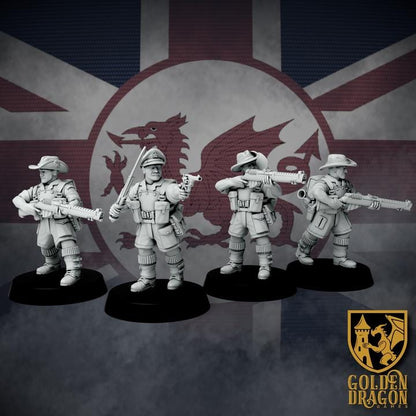 10 Miniatures Weird War Infantry Squad – Colonial Rifles Australien – British Commonwealth - 28mm 32mm Sci-Fi WWII Tabletop Proxies