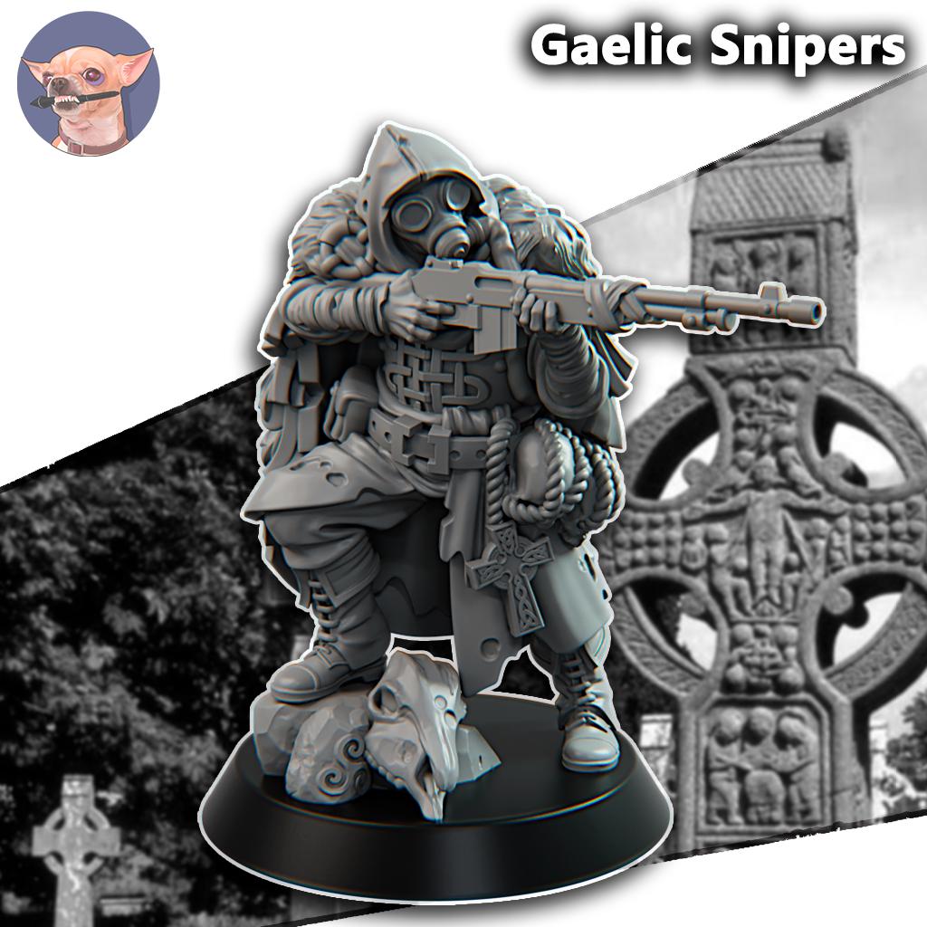 3 Miniatures Grimdark Trench Warfare Proxy Gaelic – Sniper Infantry Set by Funduk