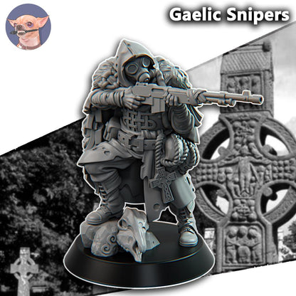 3 Miniatures Grimdark Trench Warfare Proxy Gaelic – Sniper Infantry Set by Funduk