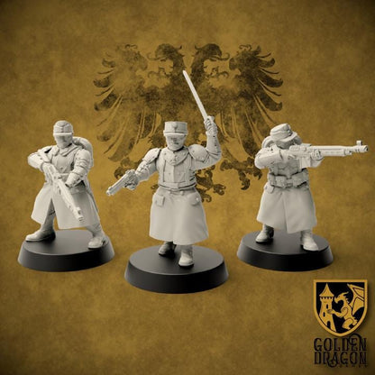 9 Minatures Grimdark Trench Warfare Miniatures – Elite Prussia Infantry & Officers Set – Tabletop Figures Wargame 32mm