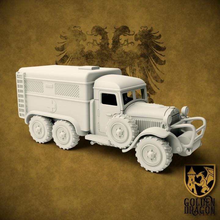 Weird War Opel Blitz – Support Transport Medic – 28mm 32mm WW2 - Tabletop Wargame Konflikt 47 / Bolt Action Proxy