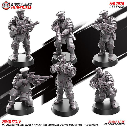 Weird War Infantry Squad – Japan Heavy Naval Armored Trooper (6 Miniatures) – 28mm 32mm Konflikt 47 / Bolt Action kompatibel