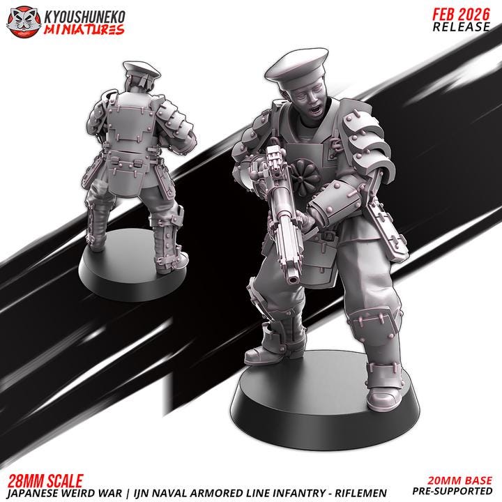 Weird War Infantry Squad – Japan Heavy Naval Armored Trooper (6 Miniatures) – 28mm 32mm Konflikt 47 / Bolt Action kompatibel