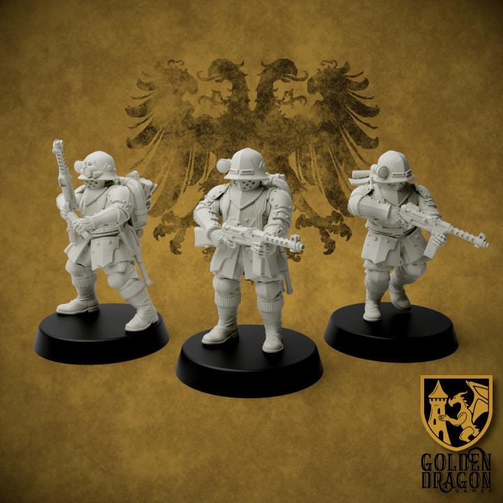 9 Minatures Grimdark Trench Warfare Miniatures –Prussia Armored Infantry Set – Tabletop Figures Wargame 32mm