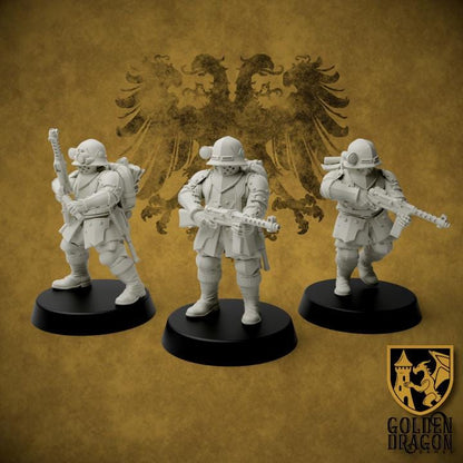 9 Minatures Grimdark Trench Warfare Miniatures –Prussia Armored Infantry Set – Tabletop Figures Wargame 32mm