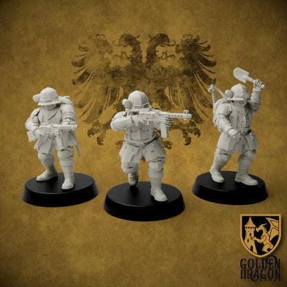 9 Minatures Grimdark Trench Warfare Miniatures –Prussia Armored Infantry Set – Tabletop Figures Wargame 32mm