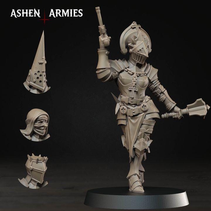 32 Minitures Grimdark Trench Warfare Nun Army Proxy Miniatures – Pilgrims Expansion Set Ashen Armies