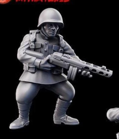 Weird War Infantry Squad – SMG Soviet (5 Miniatures) – 28mm 32mm WW2 - Tabletop Wargame Konflikt 47 / Bolt Action Proxy