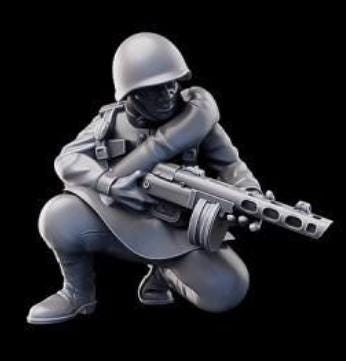 Weird War Infantry Squad – SMG Soviet (5 Miniatures) – 28mm 32mm WW2 - Tabletop Wargame Konflikt 47 / Bolt Action Proxy