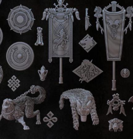 Grimdark Bit Set Wolves Scandinavia –  Bit Pack Set Proxy Miniatures for Tabletop Wargaming