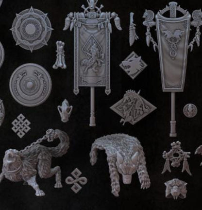 Grimdark Bit Set Wolves Scandinavia –  Bit Pack Set Proxy Miniatures for Tabletop Wargaming