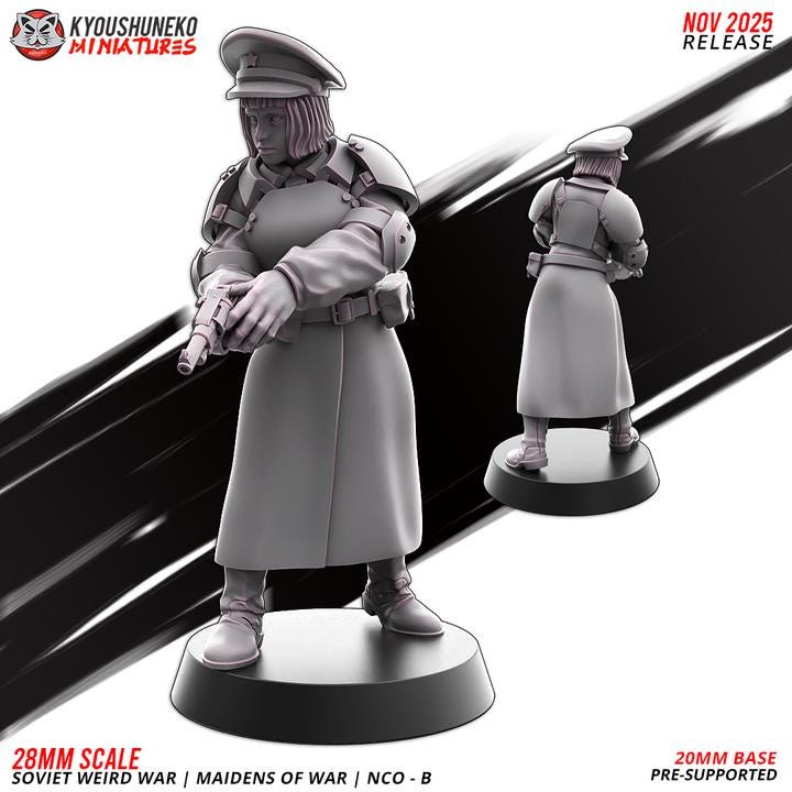 Weird War Infantry Squad – Commando Officer Soviet (3 Miniatures) – 28mm 32mm WW2 - Tabletop Wargame Konflikt 47 / Bolt Action Proxy