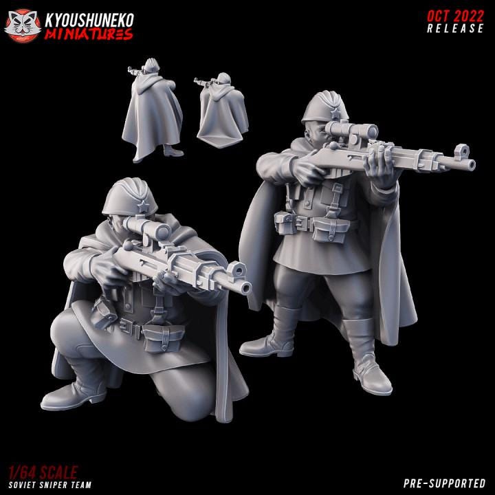 Weird War Infantry Squad – Sniper Soviet (2Miniatures) – 28mm 32mm WW2 - Tabletop Wargame Konflikt 47 / Bolt Action Proxy