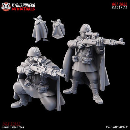 Weird War Infantry Squad – Sniper Soviet (2Miniatures) – 28mm 32mm WW2 - Tabletop Wargame Konflikt 47 / Bolt Action Proxy
