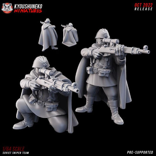 Weird War Infantry Squad – Sniper Soviet (2Miniatures) – 28mm 32mm WW2 - Tabletop Wargame Konflikt 47 / Bolt Action Proxy