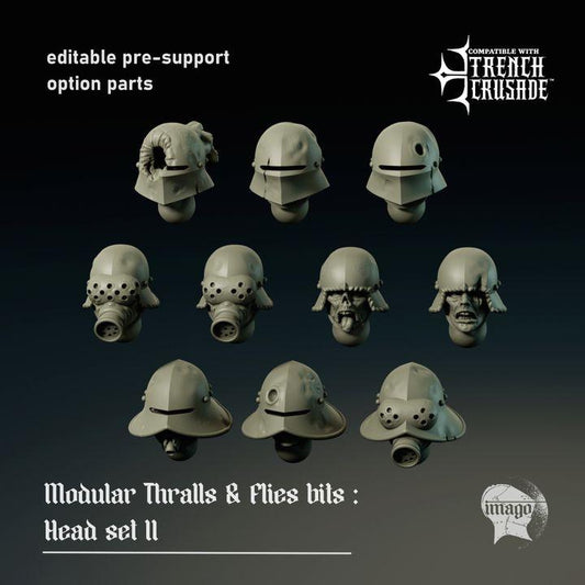 Grimdark Trench Warfare Proxy Miniatures – Thrall Head Bits B Grail Tabletop WW1 WW2 SCI FI Wargame