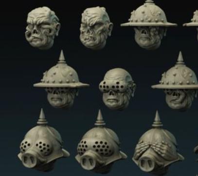 Grimdark Trench Warfare Proxy Miniatures – Guard Head Bits A Grail Tabletop WW1 WW2 SCI FI Wargame
