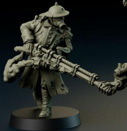 Grimdark Trench Warfare Proxy Miniatures – Mourning Thralls Flamethrower Grail Tabletop WW1 WW2 SCI FI Wargame