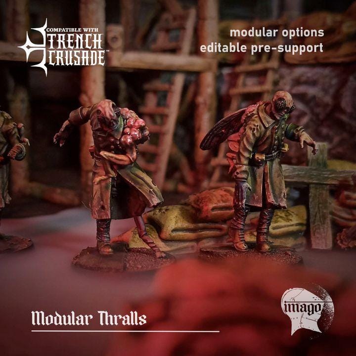 Grimdark Trench Warfare Proxy Miniatures – Mourning Thralls Body Set NO HANDS Grail Tabletop WW1 WW2 SCIFI Wargame