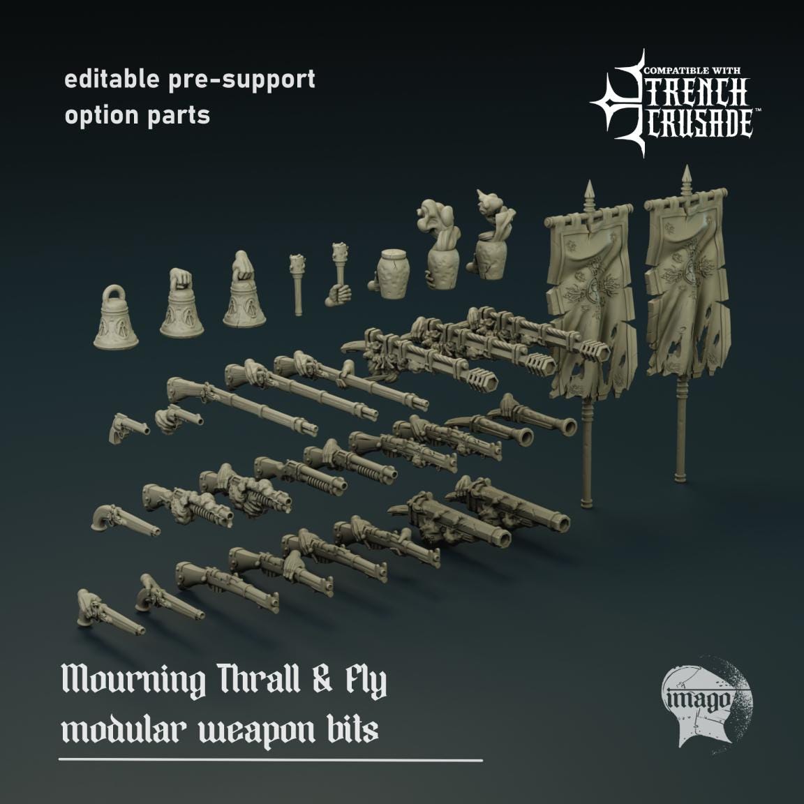 Grimdark Trench Warfare Proxy Miniatures – Thrall Weapon Bits Grail Tabletop WW1 WW2 SCI FI Wargame