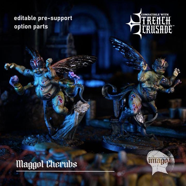Grimdark Trench Warfare Proxy Miniatures – Maggot Cherubs Grail Tabletop WW1 WW2 SCI FI Wargame