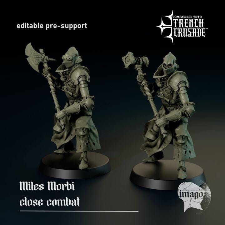 5 Miniatures Grimdark Trench Warfare Proxy Miniatures – Knight Plague Multipart Grail Tabletop WW1 WW2 Melee Wargame