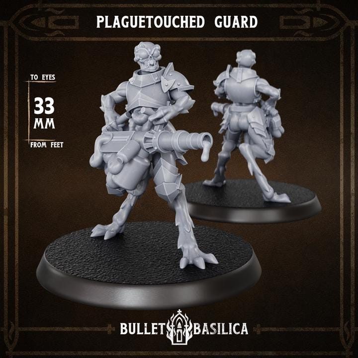 5 Minatures Grimdark Trench Warfare Plague Knight Set Proxy Miniatures – 32mm Resin Wargaming Models
