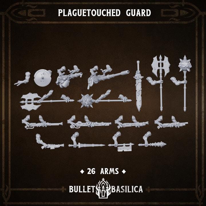 38 Parts Grimdark Trench Warfare Plague Knight Multi Part Set Proxy Miniatures – 32mm Resin Wargaming Models