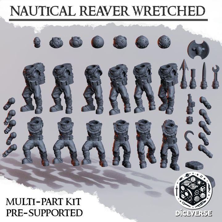 Grimdark Trench Warfare Proxy Miniatures – Wretched Infantry Set Naval by Diceverse