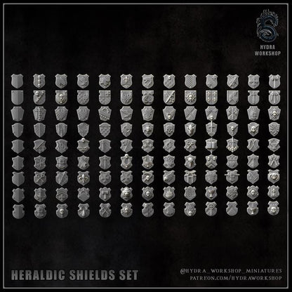 117 Parts Grimdark Trench Warfare Bit Set Heretic Heraldic Shields –  Bit Pack Set Proxy Miniatures for Tabletop Wargaming Fantasy Knights