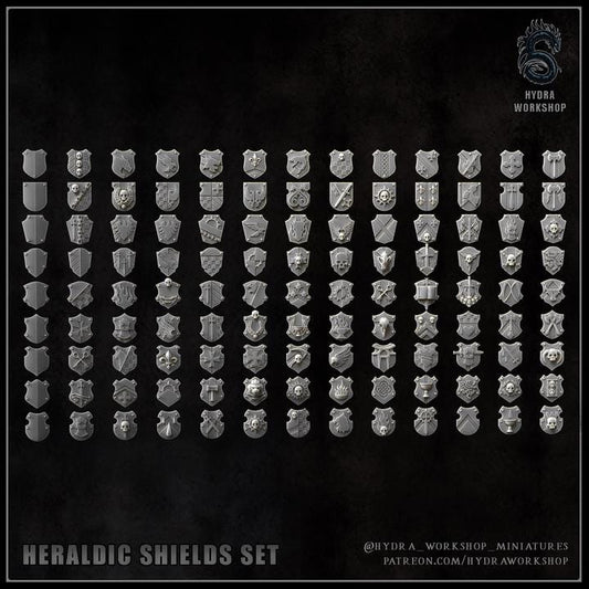 117 Parts Grimdark Trench Warfare Bit Set Heretic Heraldic Shields –  Bit Pack Set Proxy Miniatures for Tabletop Wargaming Fantasy Knights