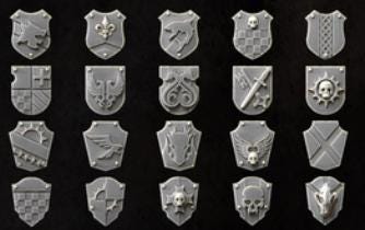 117 Parts Grimdark Trench Warfare Bit Set Heretic Heraldic Shields –  Bit Pack Set Proxy Miniatures for Tabletop Wargaming Fantasy Knights