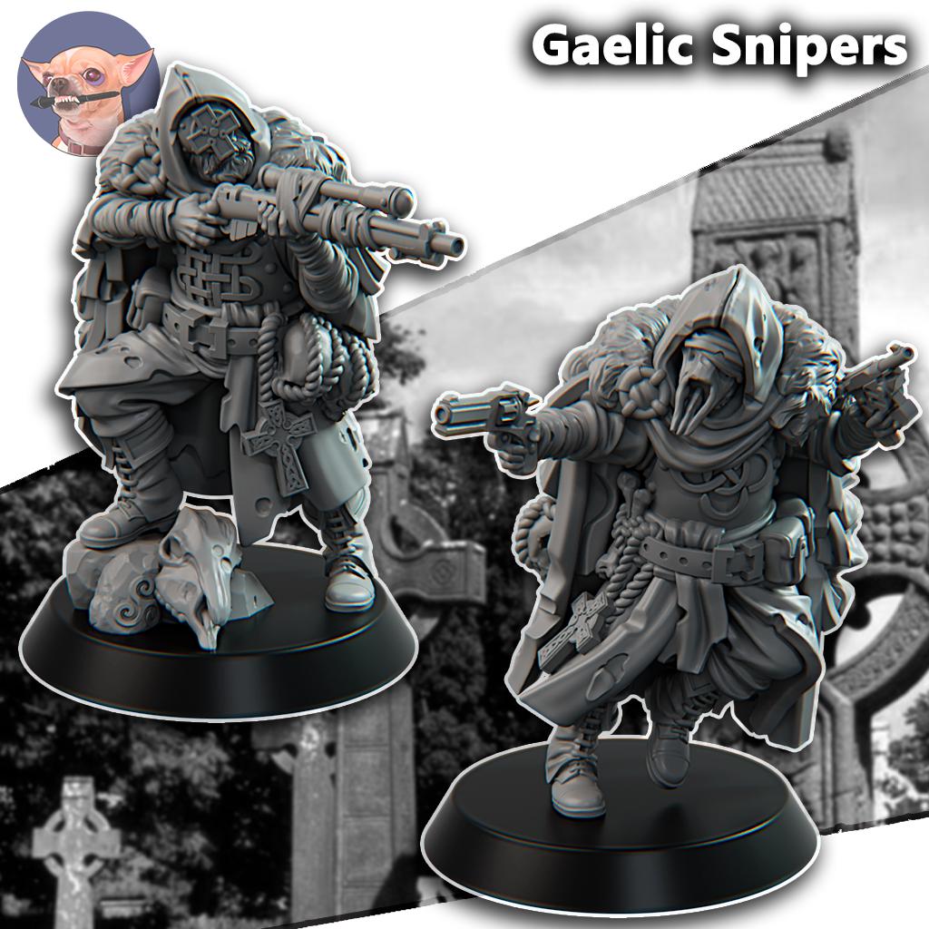 3 Miniatures Grimdark Trench Warfare Proxy Gaelic – Sniper Infantry Set by Funduk