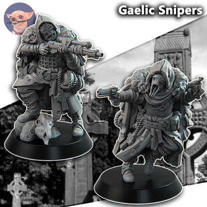 3 Miniatures Grimdark Trench Warfare Proxy Gaelic – Sniper Infantry Set by Funduk