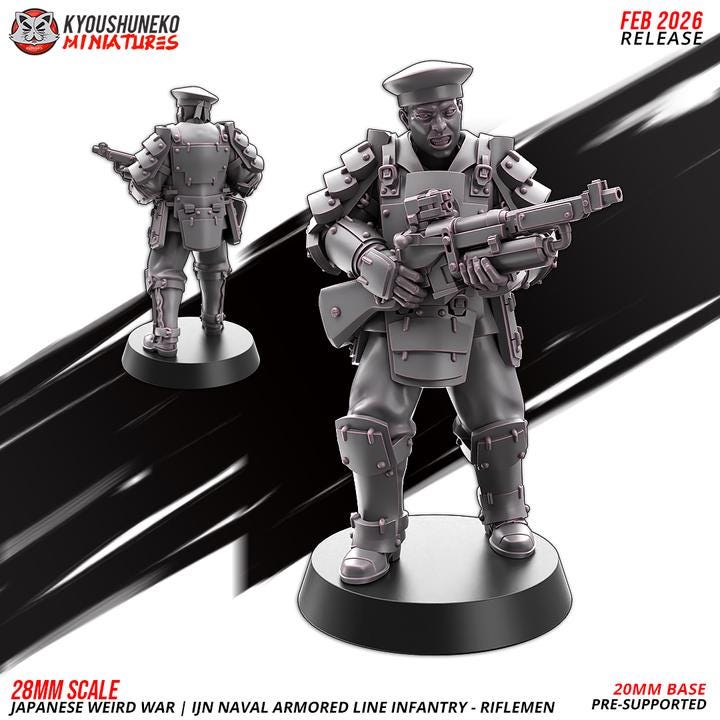 Weird War Infantry Squad – Japan Heavy Naval Armored Trooper (6 Miniatures) – 28mm 32mm Konflikt 47 / Bolt Action kompatibel