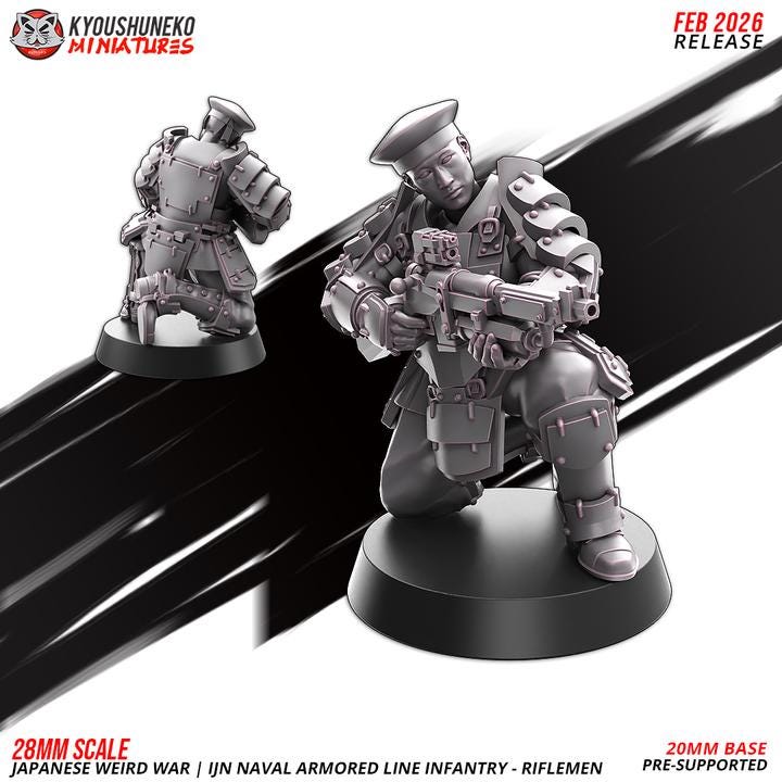 Weird War Infantry Squad – Japan Heavy Naval Armored Trooper (6 Miniatures) – 28mm 32mm Konflikt 47 / Bolt Action kompatibel