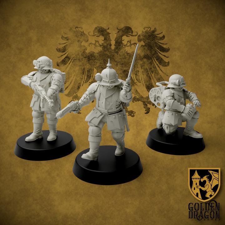 9 Minatures Grimdark Trench Warfare Miniatures –Prussia Armored Infantry Set – Tabletop Figures Wargame 32mm