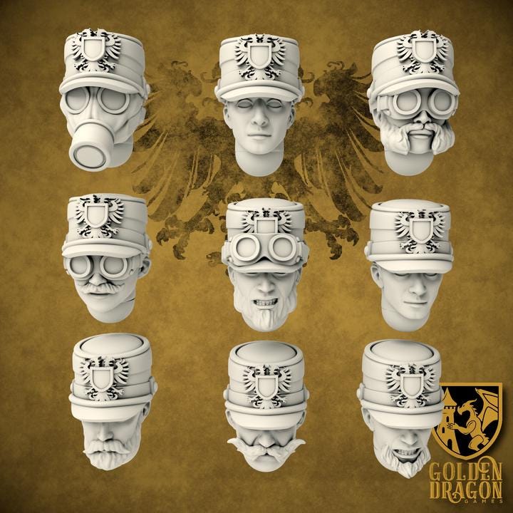 41 Parts Heads Grimdark Trench Warfare Bit Set Prussia –  Bit Pack Set Proxy Miniatures for Tabletop Wargaming