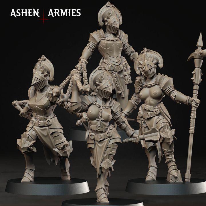 32 Minitures Grimdark Trench Warfare Nun Army Proxy Miniatures – Pilgrims Expansion Set Ashen Armies