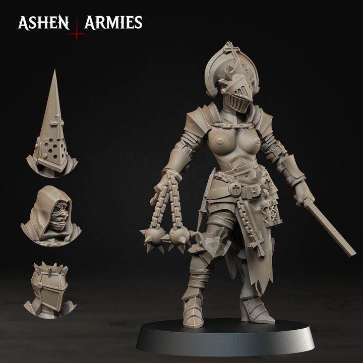 32 Minitures Grimdark Trench Warfare Nun Army Proxy Miniatures – Pilgrims Expansion Set Ashen Armies