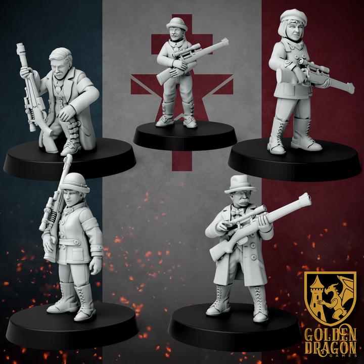 10 Miniatures Weird War Infantry Squad – Franci Partisan – 28mm 32mm WW2 - Tabletop Wargame Konflikt 47 / Bolt Action Proxy