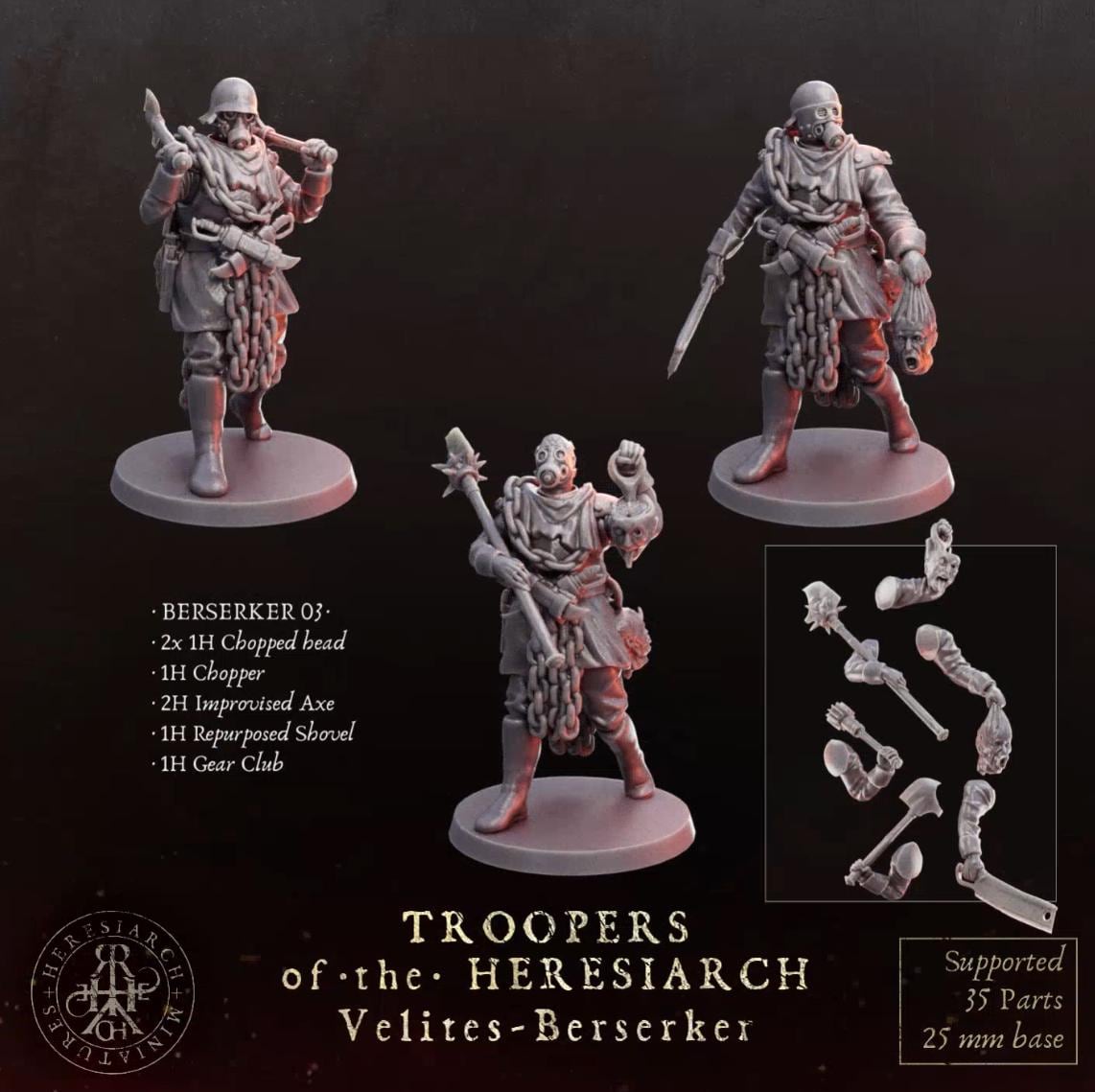 Grimdark Trench Proxy Miniatures – Trooper Berserk Warband Expansion Set