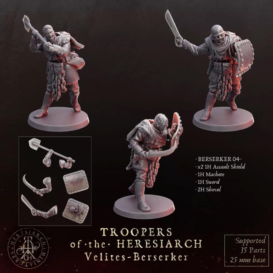 Grimdark Trench Proxy Miniatures – Trooper Berserk Warband Expansion Set