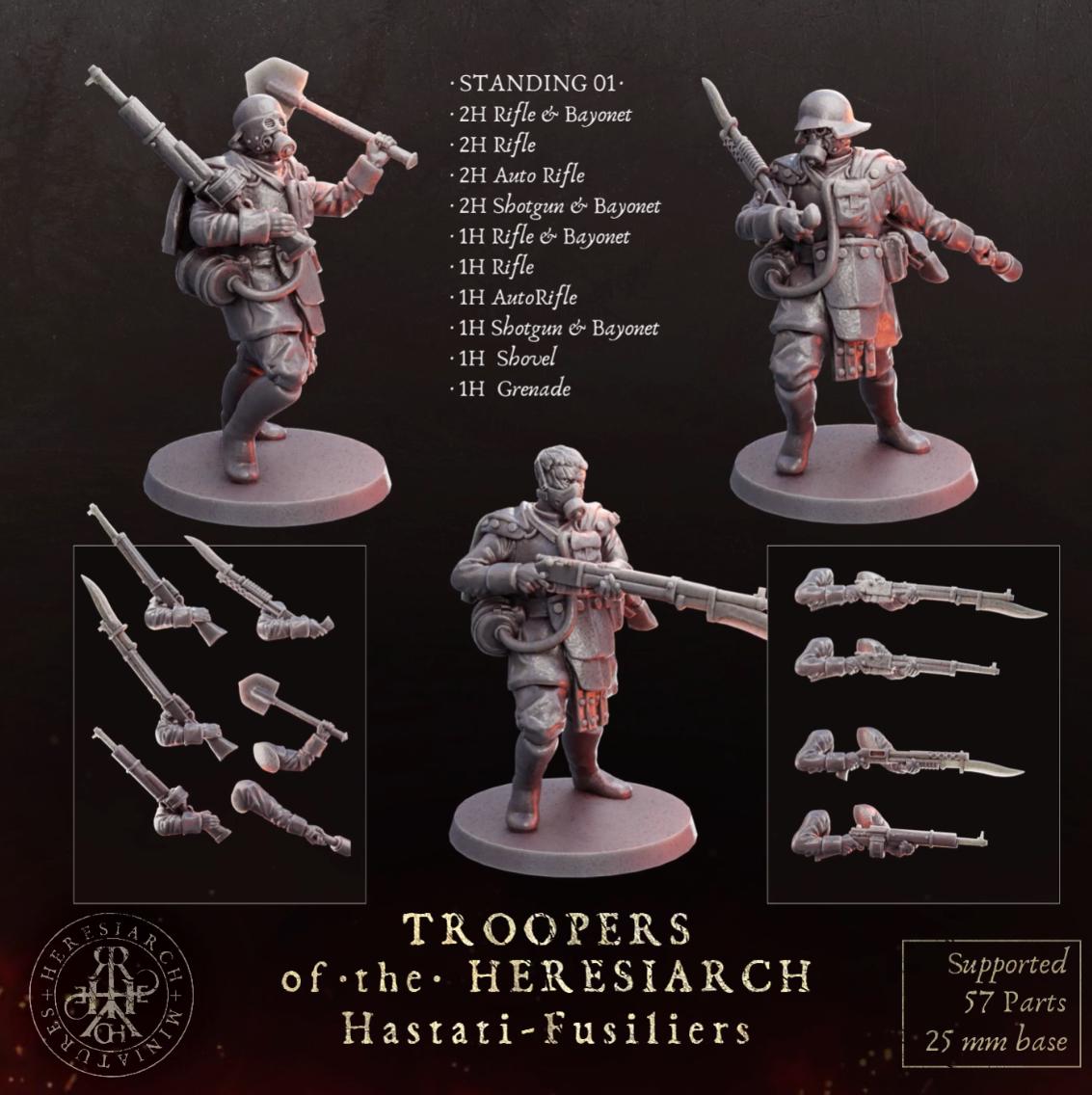 Grimdark Trench Proxy Miniatures – Trooper Hastati Warband Expansion Set Multiparts