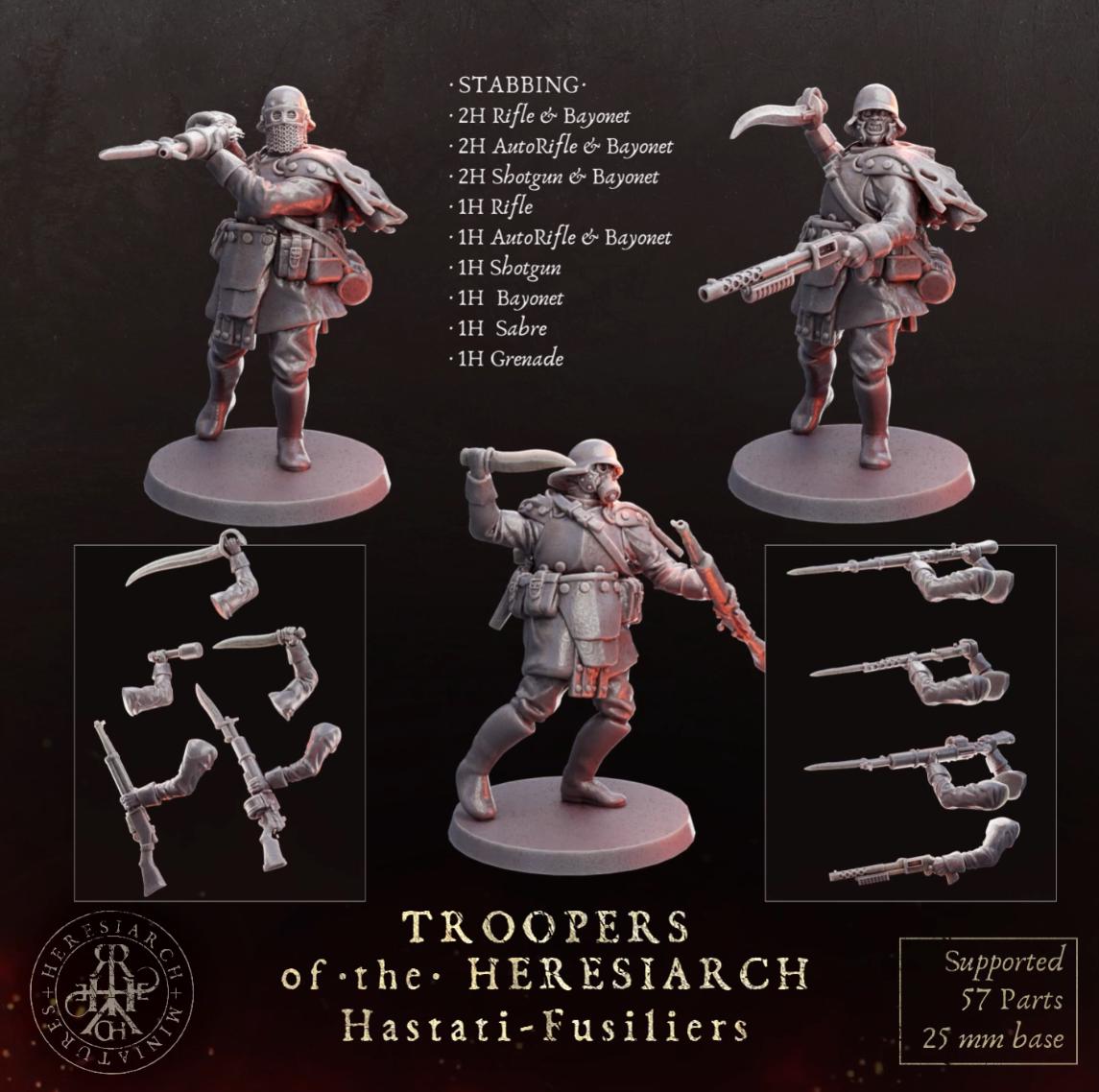 Grimdark Trench Proxy Miniatures – Trooper Hastati Warband Expansion Set Multiparts