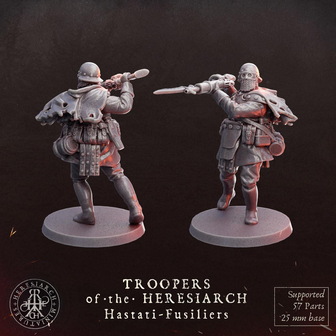 Grimdark Trench Proxy Miniatures – Trooper Hastati Warband Expansion Set Multiparts